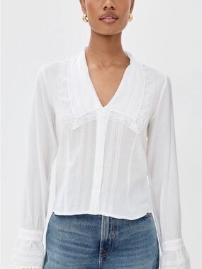 Reformation Vivi Cotton Voile Top-ivory